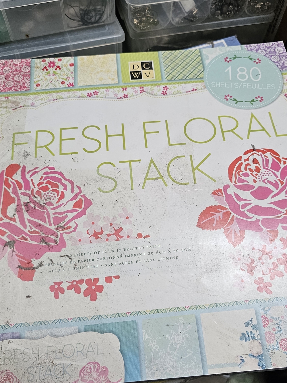 DCWV Vintage Fresh Floral Scrap Paper pad Pink Floral Paper Pack